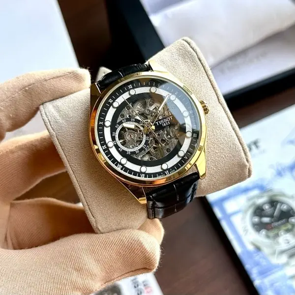 TISSOT AUTOMATIC LEATHER BLACK GOLD watch 