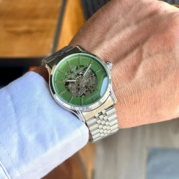 MASERATI AUTO SILVER-GREEN AUTOMATIC WATCH